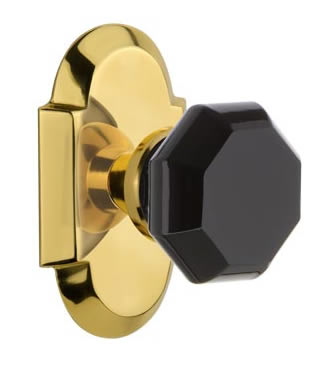 Nostalgic Warehouse Cottage Plate with Black Waldorf Crystal Lever