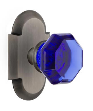Nostalgic Warehouse Cottage Plate with Cobalt Waldorf Crystal Knob - Pewter
