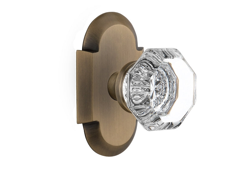 Nostalgic Warehouse Cottage Plate with Waldorf Crystal Knob - Antique brass