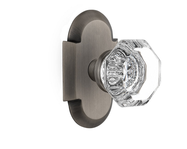 Nostalgic Warehouse Cottage Plate with Waldorf Crystal Knob - Antique pewter