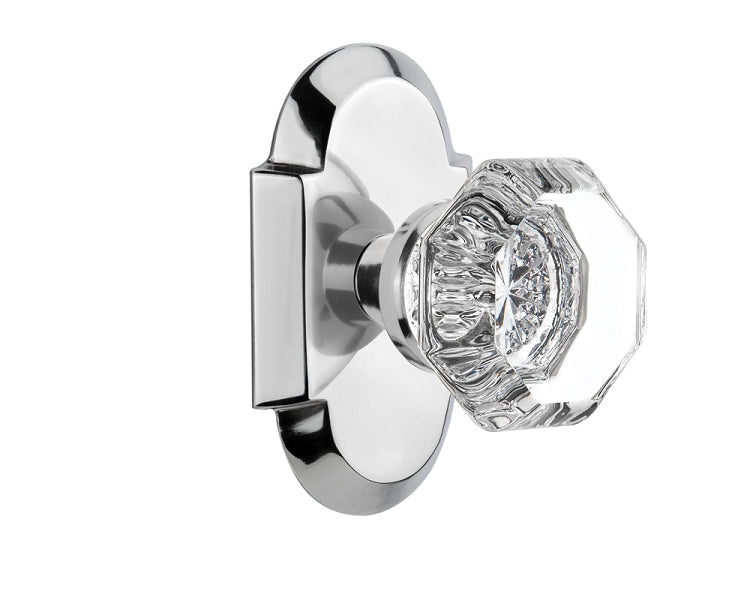 Nostalgic Warehouse Cottage Plate with Waldorf Crystal Knob - Bright Chrome