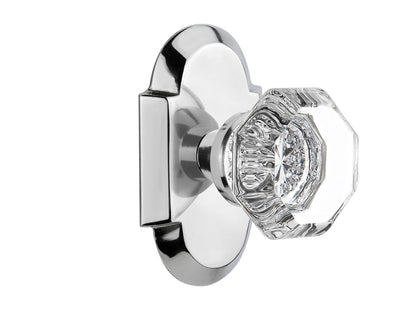 Nostalgic Warehouse Cottage Plate with Waldorf Crystal Knob - Bright Chrome