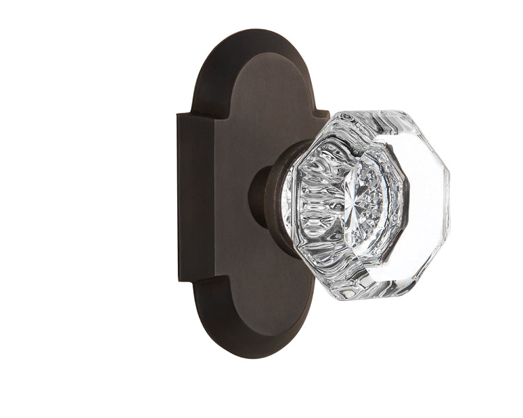 Nostalgic Warehouse Cottage Plate with Waldorf Crystal Knob - Oil Rubbed Bronze
