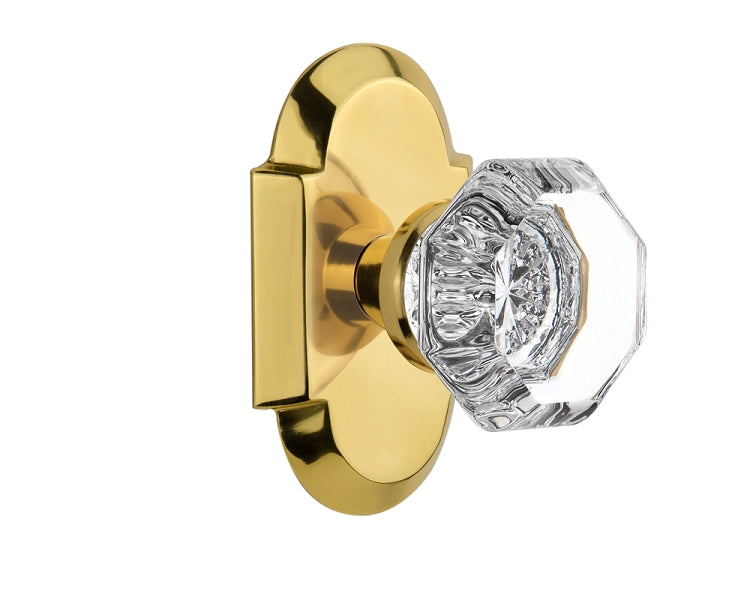 Nostalgic Warehouse Cottage Plate with Waldorf Crystal Knob - Polished brass