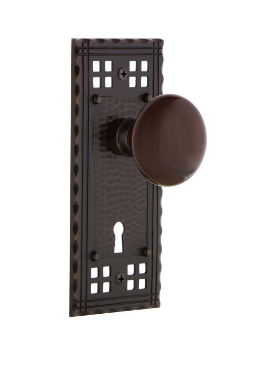 Nostalgic Warehouse Craftsman Plate with Brown Porcelain Knob