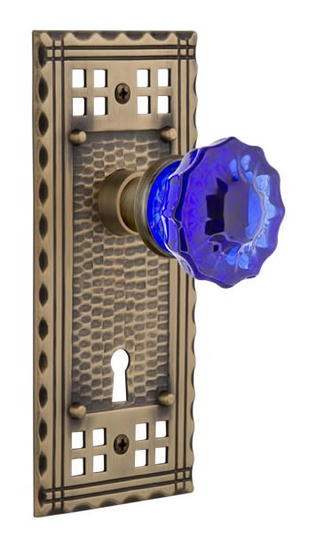 Nostalgic Warehouse Craftsman Plate with Cobalt Crystal Knob