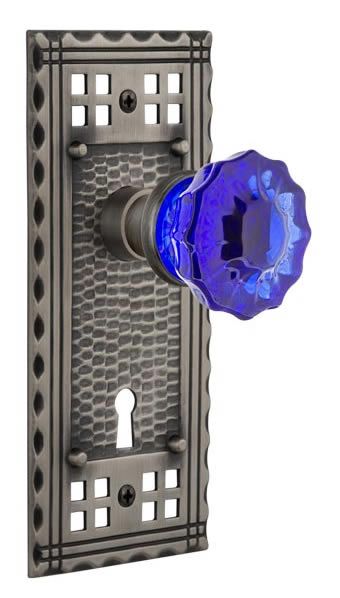 Nostalgic Warehouse Craftsman Plate with Cobalt Crystal Knob