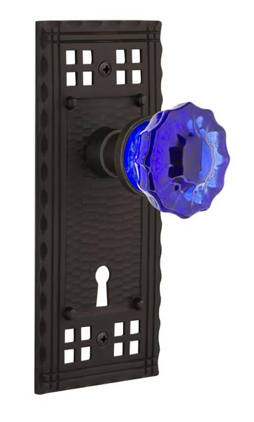 Nostalgic Warehouse Craftsman Plate with Cobalt Crystal Knob