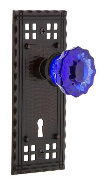 Nostalgic Warehouse Craftsman Plate with Cobalt Crystal Knob
