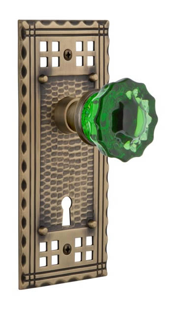 Nostalgic Warehouse Craftsman Plate with Emerald Crystal Knob