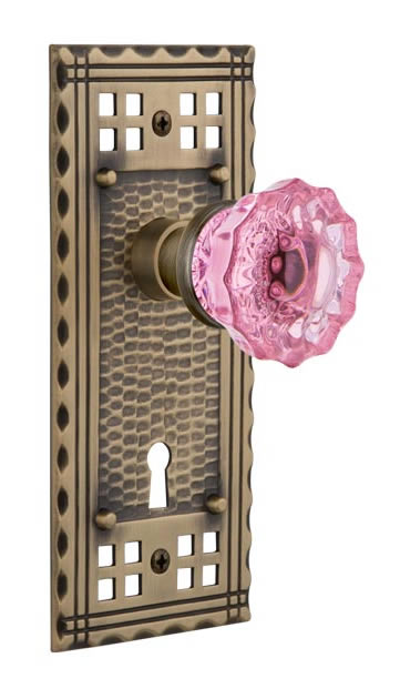 Nostalgic Warehouse Craftsman Plate with Pink Crystal Knob