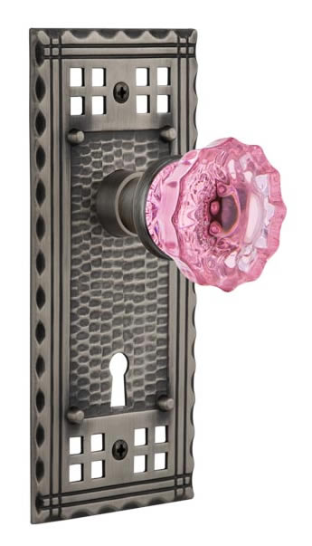 Nostalgic Warehouse Craftsman Plate with Pink Crystal Knob