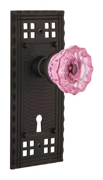 Nostalgic Warehouse Craftsman Plate with Pink Crystal Knob