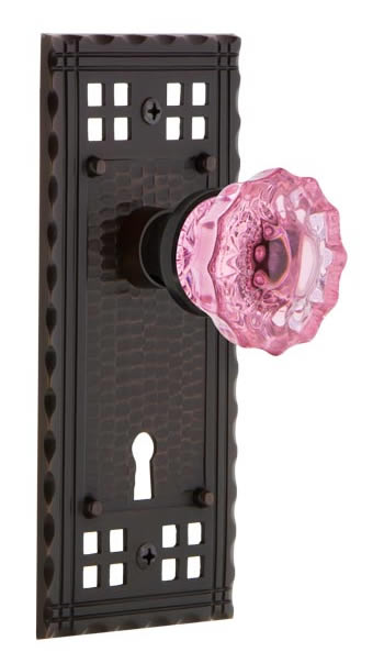 Nostalgic Warehouse Craftsman Plate with Pink Crystal Knob