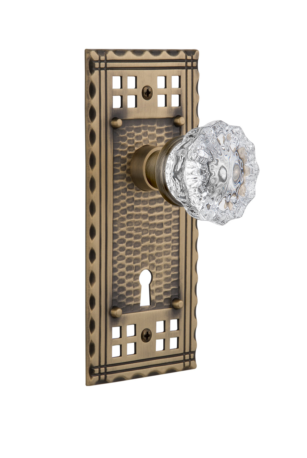 Nostalgic Warehouse Craftsman Plate and Crystal Knob - Mortise Lock