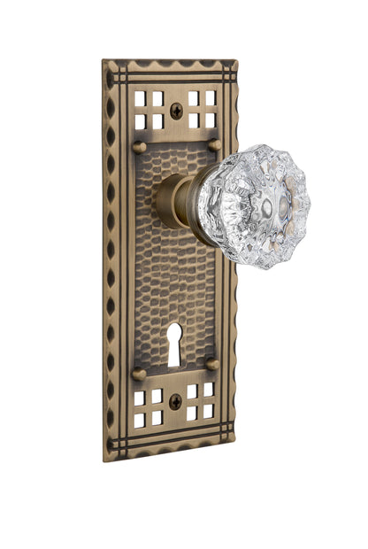Nostalgic Warehouse Craftsman Plate and Crystal Knob - Mortise Lock
