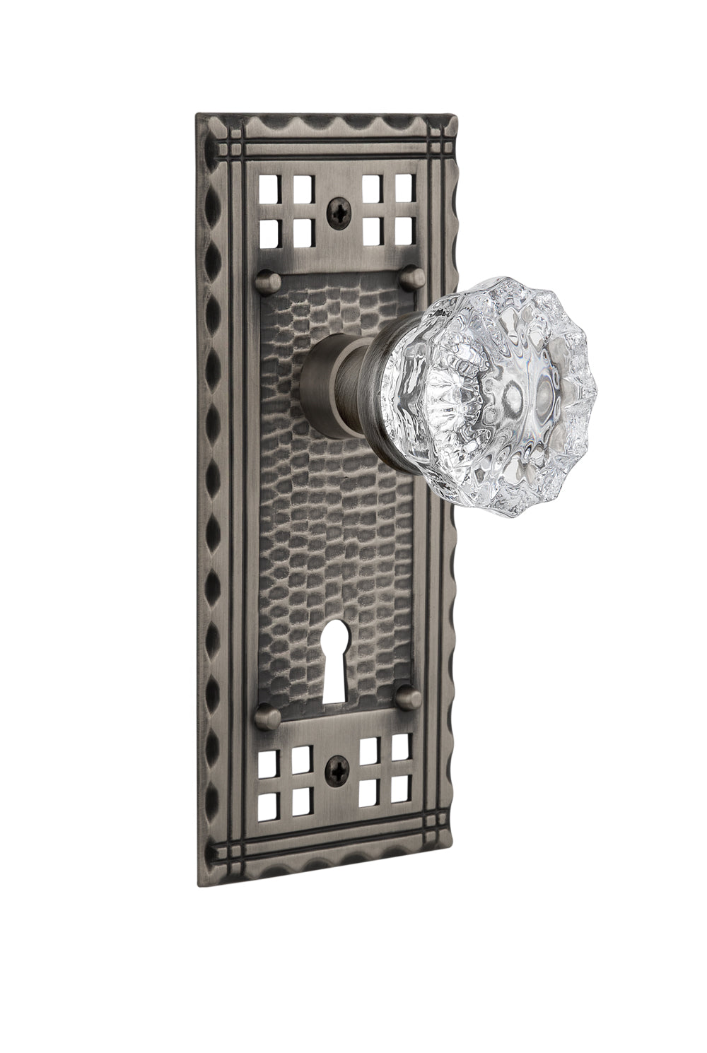 Nostalgic Warehouse Craftsman Plate and Crystal Knob - Mortise Lock