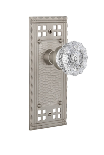 Nostalgic Warehouse Craftsman Plate with Crystal Knob - Satin Nickel