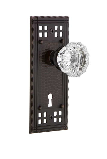 Nostalgic Warehouse Craftsman Plate and Crystal Knob - Mortise Lock