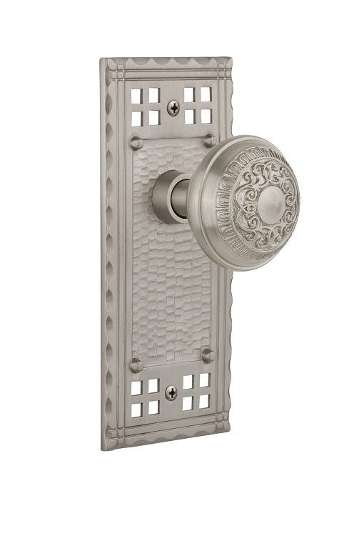 Nostalgic Warehouse Craftsman Plate with Egg and Dart Knob - Satin Nickel