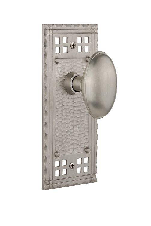 Nostalgic Warehouse Craftsman Plate with Homestead Knob - Satin Nickel