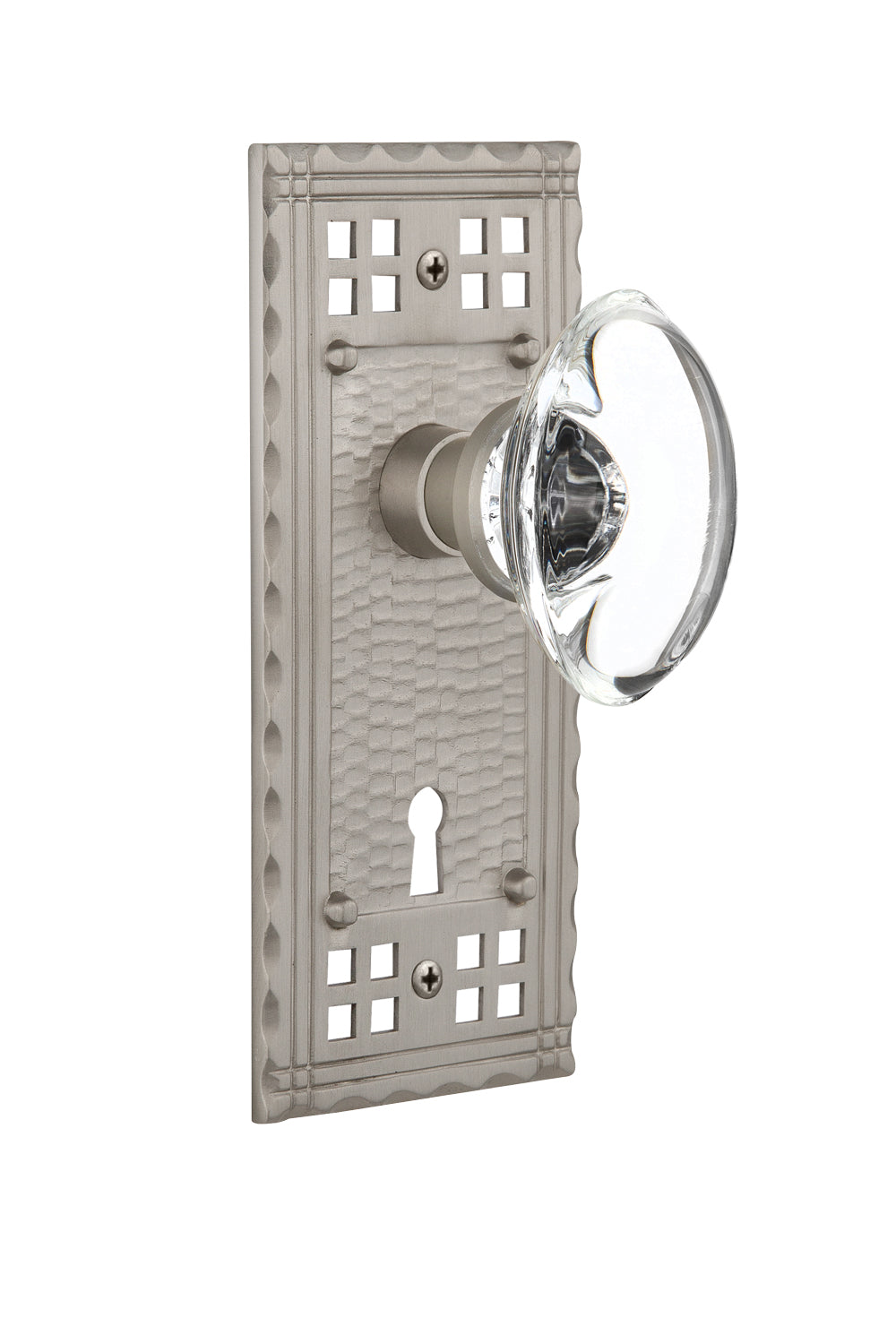 Nostalgic Warehouse Craftsman Plate and Oval Clear Crystal Knob - Mortise Lock