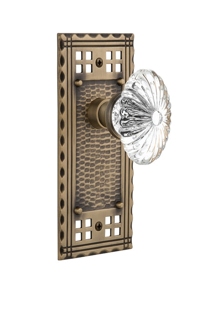 Nostalgic Warehouse Craftsman Plate with Oval Fluted Crystal Knob - Antique Brass