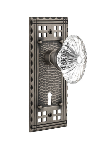 Nostalgic Warehouse Craftsman Plate and Oval Fluted Crystal Knob - Mortise Lock