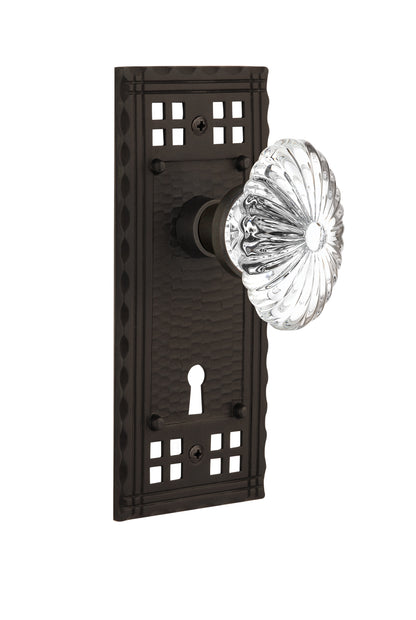 Nostalgic Warehouse Craftsman Plate and Oval Fluted Crystal Knob - Mortise Lock