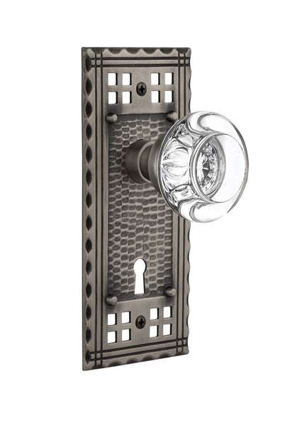 Nostalgic Warehouse Craftsman Plate with Round Clear Crystal Knob - Mortise Lock