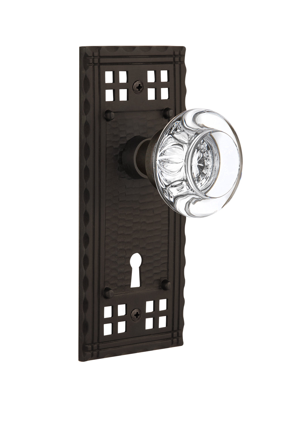 Nostalgic Warehouse Craftsman Plate with Round Clear Crystal Knob - Mortise Lock