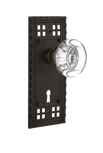Nostalgic Warehouse Craftsman Plate with Round Clear Crystal Knob - Mortise Lock