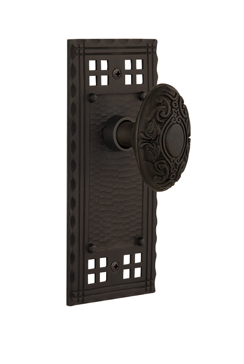 Nostalgic Warehouse Craftsman Plate with Victorian Knob - Oil Rubbed Bronze