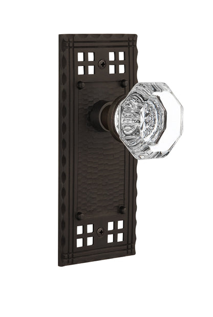 Nostalgic Warehouse Craftsman Plate with Waldorf Crystal Knob - Oil Rubbed Bronze