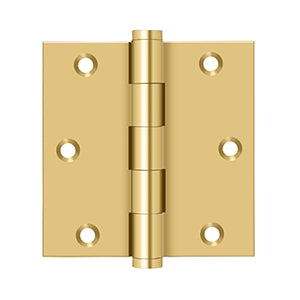Deltana 3 1/2 x 3 1/2 Inch Solid Brass Square Corner Ball Bearing Hinge - Pair
