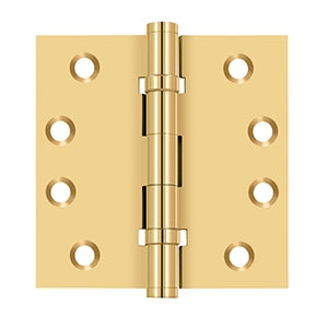 Deltana 4 x 4 Inch Solid Brass Square Corner Standard 2 Ball Bearing Hinge - Pair