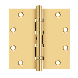 Deltana 5 x 5 Inch Solid Brass Square Corners, 4 Ball Bearings NRP Hinge - Pair