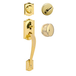 Schlage Camelot Handleset - Polished Brass