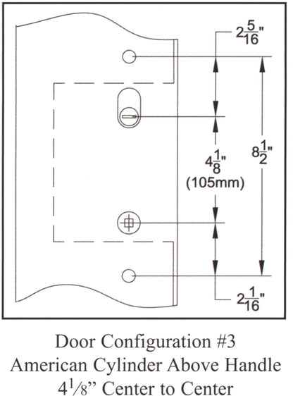 Emtek Configuration 3 Multi Point Lock Measurements.
