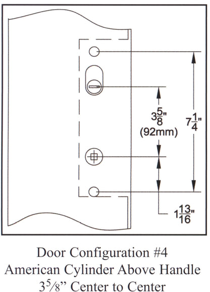 Emtek Configuration 4 Multi Point Lock Measurements.