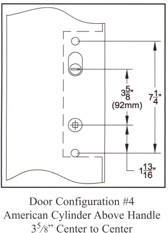 Emtek Configuration 4 Multi Point Lock Measurements.