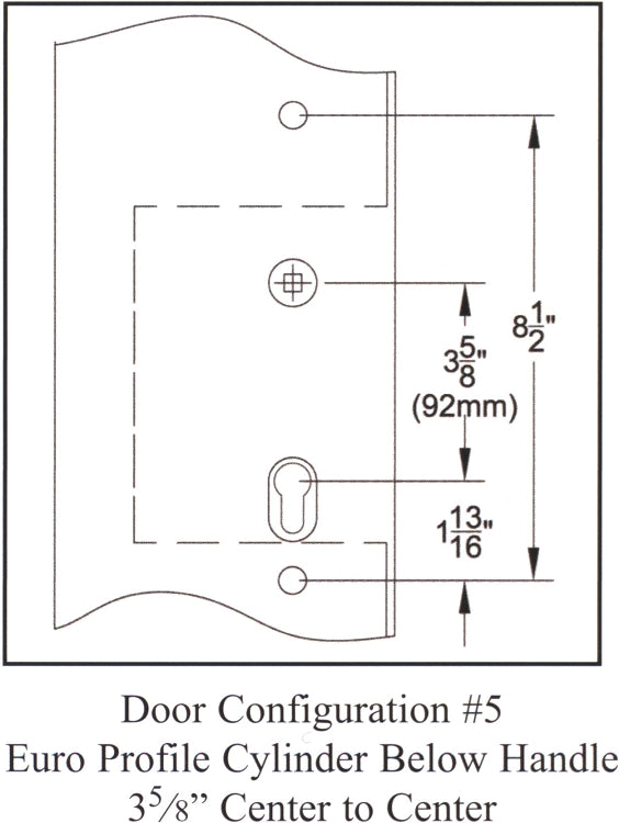 Emtek Configuration 5 Patio Lock Door Mechanism Measurements