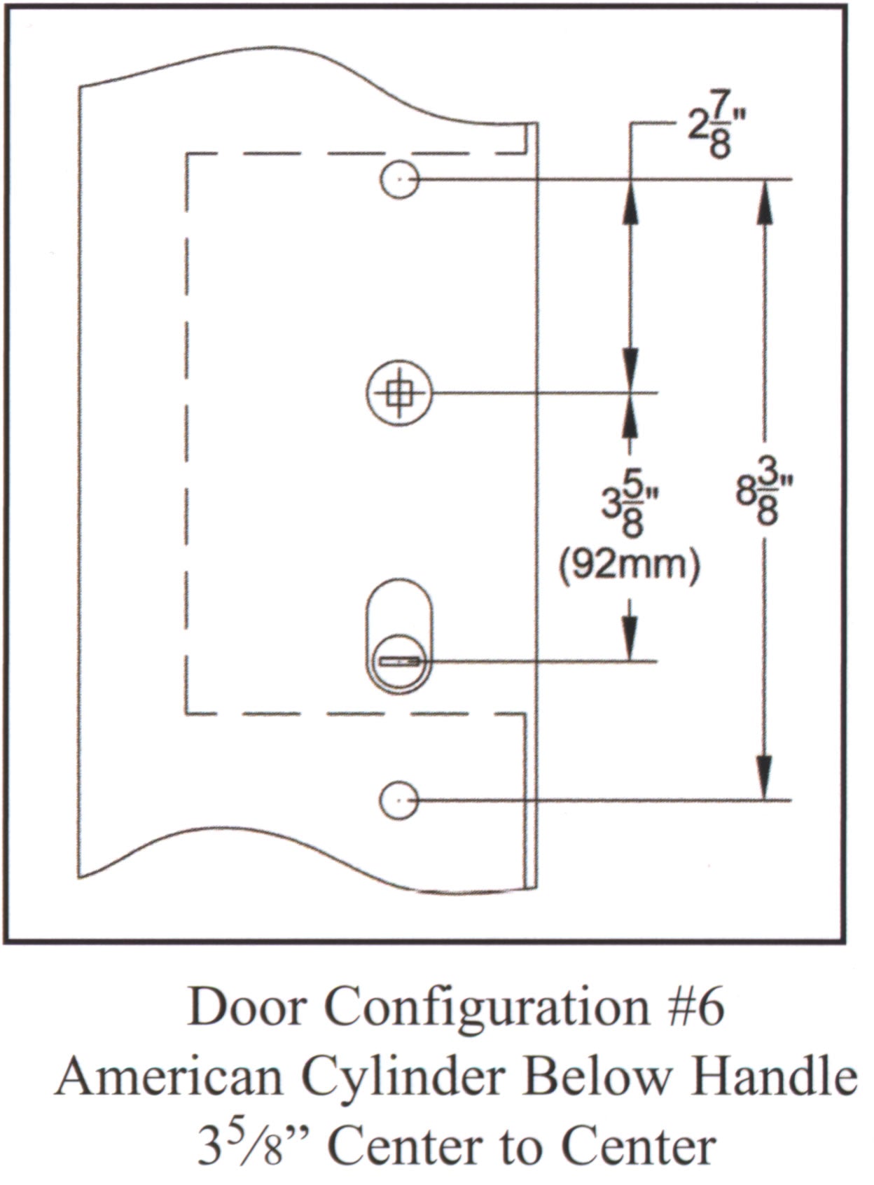 Emtek Configuration 6 Multi Point Lock Measurements.