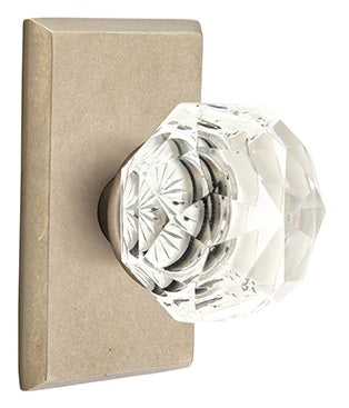 Emtek Diamond Crystal with Sandcast Style 3 Rosette