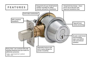 Falcon D100 Series Grade 1 Commercial Deadbolt Double Cylinder Function