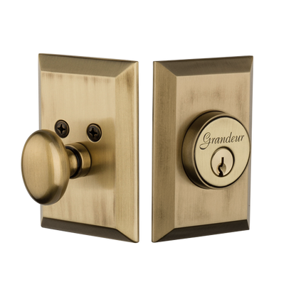 Grandeur Fifth Avenue Deadbolt in Vintage Brass