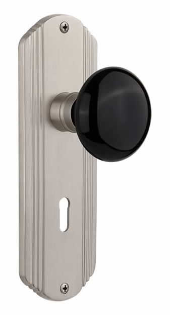 Nostalgic Warehouse Deco Plate with Black Porcelain Knob