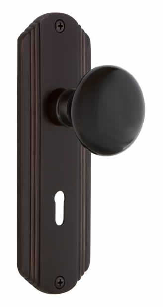 Nostalgic Warehouse Deco Plate with Black Porcelain Knob