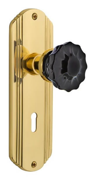 Nostalgic Warehouse Deco Plate with Crystal Black Knob