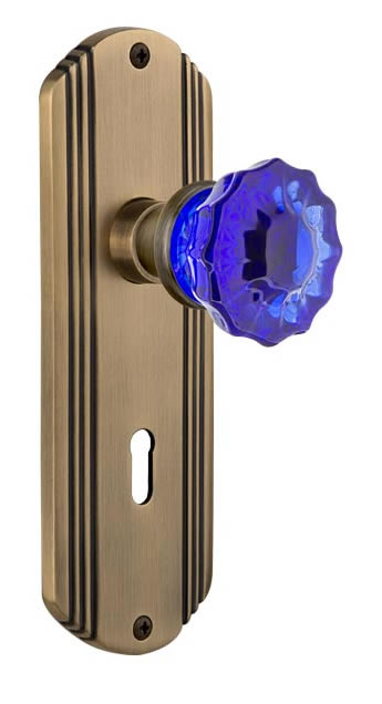 Nostalgic Warehouse Deco Plate with Crystal Cobalt Knob